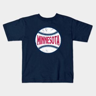 Minnesota Retro Baseball - Navy Kids T-Shirt